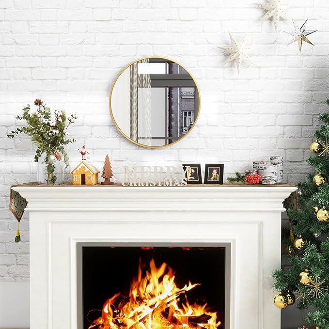 BEAUTYPEAK 18 Inch Round Mirror, Metal Frame Circle Mirror, Wall Mounted for Entryway, Bathroom, Vanity, Living Room, Gold-Ruum Studio Home