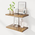 24" Floating Shelves for Wall, 12" Deep Slim Rustic Brown Floating Shelves, Wall-Mounted Shelves for Bedroom, Living Room, Kitchen, Bathroom - Set of 2-Ruum Studio Home