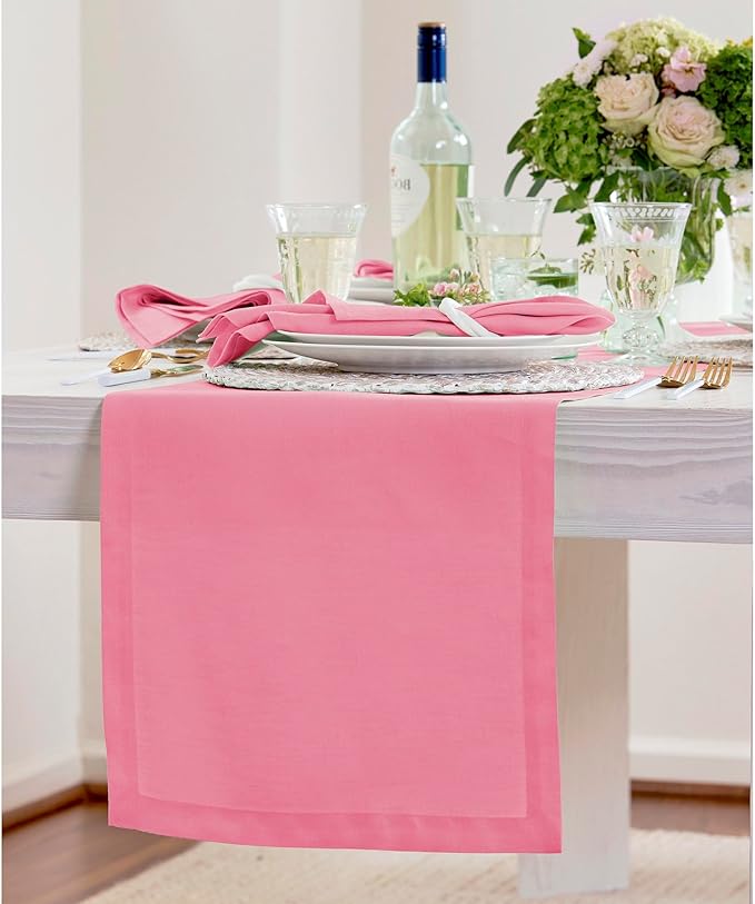 Solino Home Linen Table Runner 72 Inches Long - 100% Pure Linen Pink Carnation Table Runner 14 x 72 Inch for Halloween - Fete-Ruum Studio Home