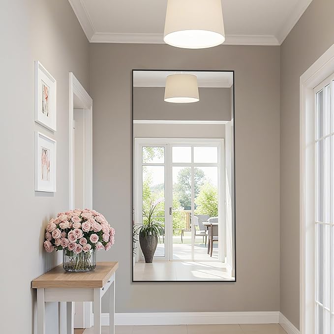 Bathroom Mirror 60" x 30", Large Rectangle Wall Mirror, Black Metal Frame Wall Mounted Mirrors for Bathroom, Vanity, Bedroom, Entryway Decor(Horizontal/Vertical)-Ruum Studio Home