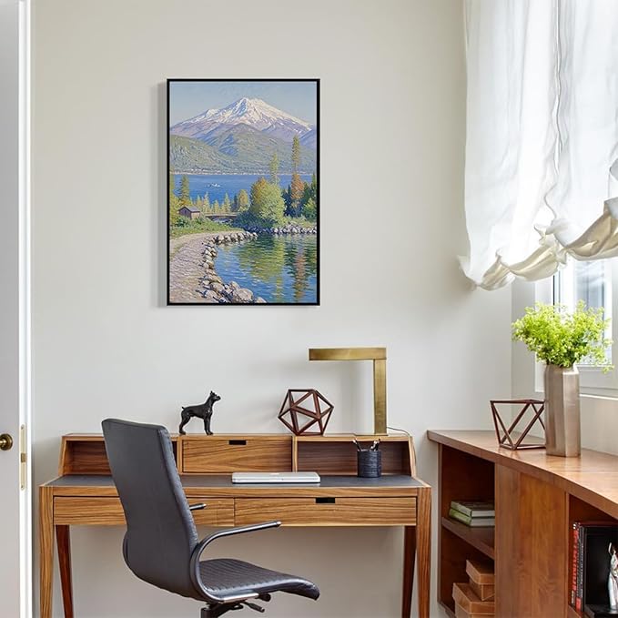 Color harmony mountain scenery blue sky lake wall painting suitable for living room natural scenery painting suitable for bedroom home decoration-Ruum Studio Home
