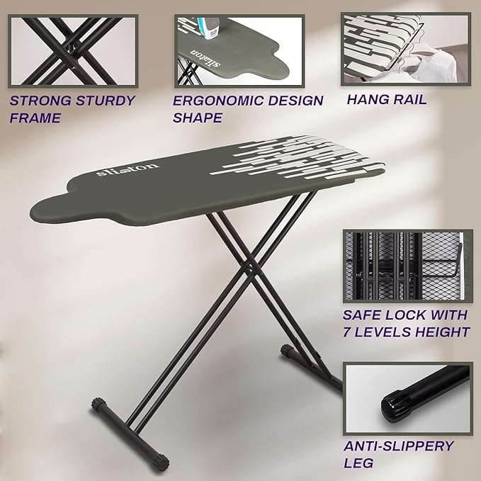 Extra Large Ironing Board with Large Hang Rail in 53" L x 20" W-Ruum Studio Home