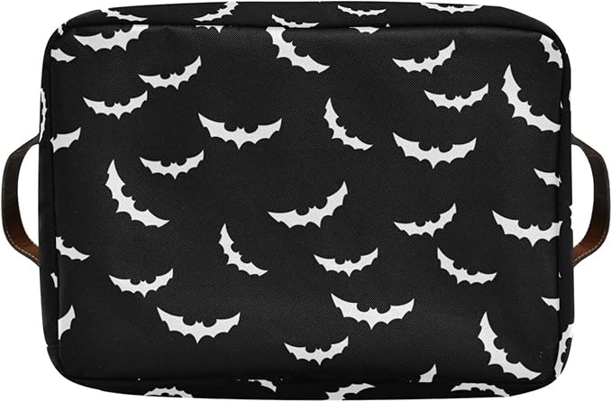 Storage Basket Bin Bats Halloween Goth Organizer Basket Collapsible Shelf Basket Cube with handle for Nursery Bedroom Bathroom-Ruum Studio Home