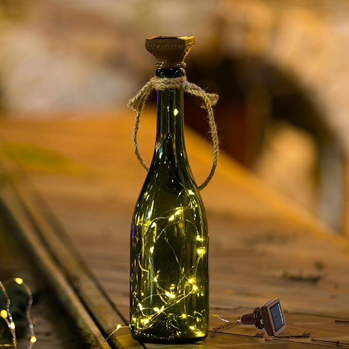 YJFWAL Upgraded 12 Pack Solar Wine Bottle Lights, 20 LEDs Waterproof Copper Light, Bottle Light Fairy Cork String Lights for Yard Patio Decor, DIY Birthday Gift for Mom Grandma Girlfriend(Warm White)-Ruum Studio Home