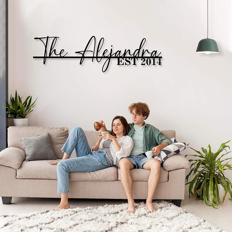 Personalized Family Name Sign | Custom Metal Sign | Metal Wall Art | Last Name Signs for Home | Wall Decor | Split Letter Monogram Sign | Home Letters | Wedding Gift | Housewarming Couples Gift-Ruum Studio Home