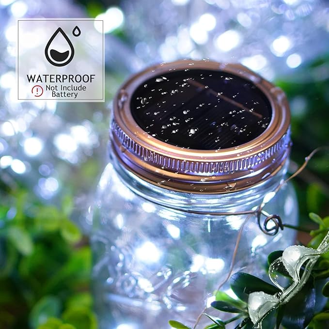ZNYCYE Mason Jar Solar Lights for Outside, 12 Pack 30LED Fairy Lights Mason Jar Solar Lids Outdoor Waterproof String Lights with Hangers(NO Jars) for Patio Garden Yard Lawn Decoration - Cool White-Ruum Studio Home