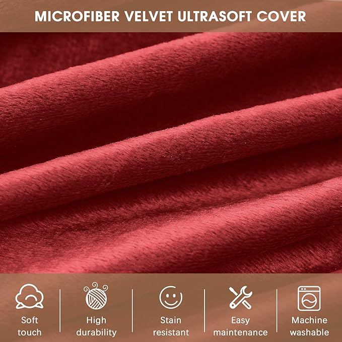 Bean Bag Chairs for Adults - Memory Foam Furniture BeanBag Chair - Kids/Teens Sofa with Soft Micro Fiber Cover - Round Fluffy Couch for Living Room Bedroom College Dorm - 3 ft, Red-Ruum Studio Home
