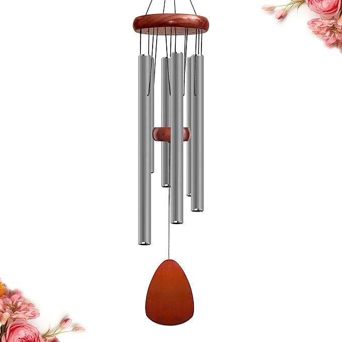 28" Wind Chime for Mothers Day, Decorative Wind Chimes for Outside, Memorial Windchimes Remembrance Gift for Women Mom Grandma, Metal Wind Chimes Outdoor Decor for Garden Patio Zen(Grey)-Ruum Studio Home