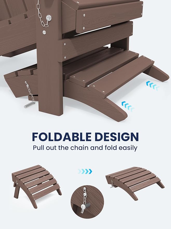 KINGYES Folding Adirondack Ottoman for Adirondack Chair, Coffee-Ruum Studio Home