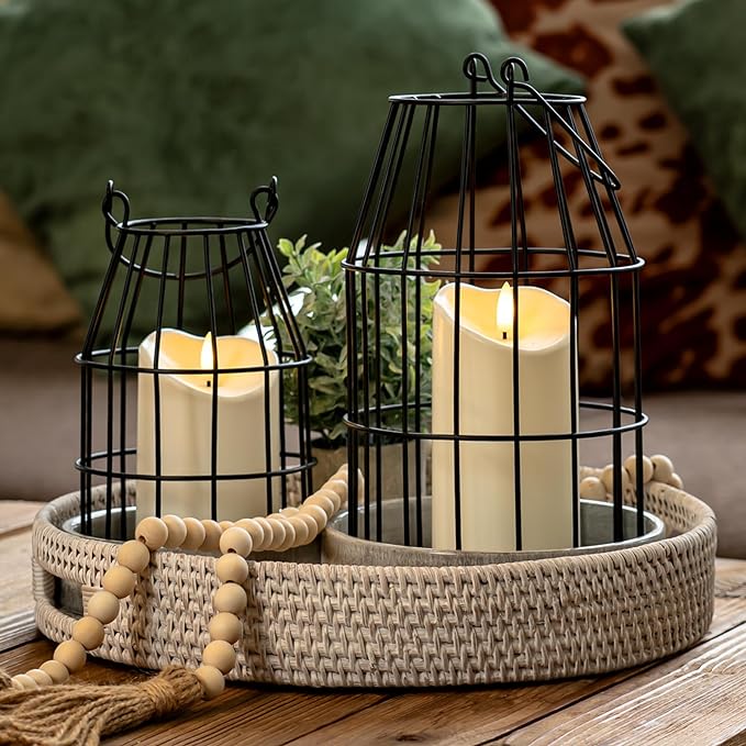 Homemory 6"x3" Outdoor Waterproof Flameless Candles, LED Candles, Battery Operated Candles with Remote and Timers, Electric Fake Plastic Pillar Candles, Ivory White, Set of 2-Ruum Studio Home