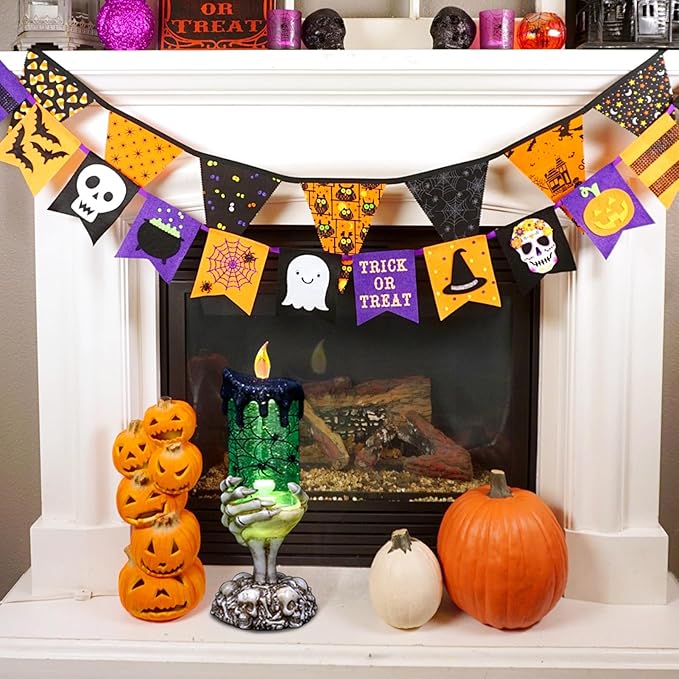 Eldnacele Halloween Snow Globe Candles Lighted Lamp USB Powered Battery Operated Spooky Spinning Water Glittering Tornado Flameless Candles Skeleton Hand Holder Halloween Centerpiece Decor(Spider)-Ruum Studio Home