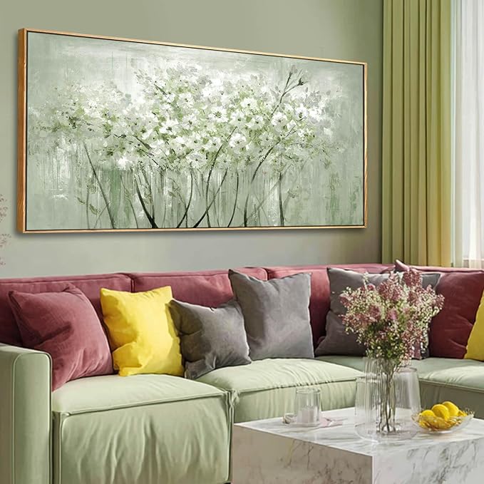 Framed Floral Wall Art Green botanical Canvas 24"x48" Artwork plant print Nature Wall Decor for Home Living Room Bedroom Kitchen Office-Ruum Studio Home