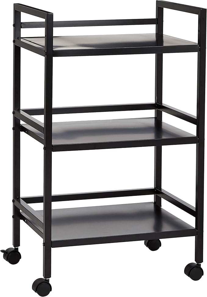 Amazon Basics 3-Tier Metal Rolling Cart, Black-Ruum Studio Home