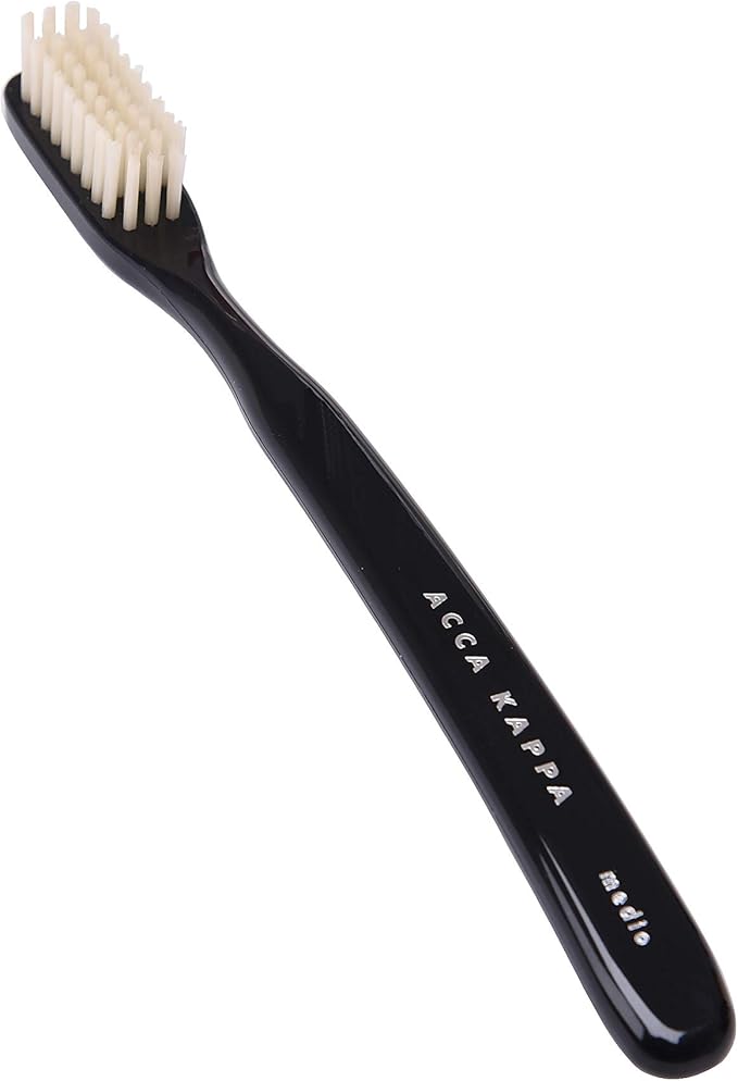 Acca Kappa Vintage Black Toothbrush Medium Nylon Bristles Retro-Style Ergonomic Handle-Ruum Studio Home