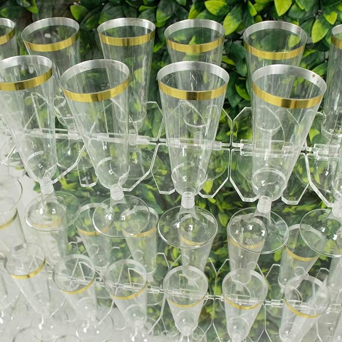 Tableclothsfactory 20 Pack | 3" Clear Acrylic Glass Holder Hooks for Double Side Display On Champagne Rack Stand-Ruum Studio Home