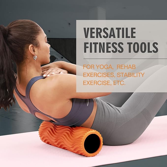 Foam Roller, Trigger Point Foam Roller Massage Roller for Physical Therapy & Back Pain, Deep Tissue Massage Roller for Exercise, Pilates, Yoga (Orange)-Ruum Studio Home