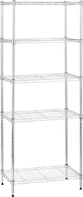 Amazon Basics 5-Shelf Adjustable, Storage Shelving Unit, (200 Pound Loading Capacity per Shelf), Steel Organizer Wire Rack, 23.2 x 13.4 x 60 inches (LxWxH), Chrome-Ruum Studio Home