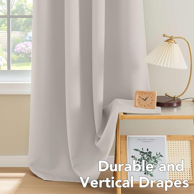 H.VERSAILTEX Ivory Curtains for Bedroom Window Treatment Blackout Thermal Insulated Room Darkening Solid Grommet Curtains/Drapes for Living Room (Set of 2 Panels, 52 by 84 Inch Long, Ivory/Cream)-Ruum Studio Home