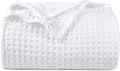 PHF Ultra Soft Waffle Weave Blanket Queen Size 90"x 90"- Washed Lightweight Breathable Cozy Woven Blanket for Bed - Aesthetic Decor for Couch Bedding Sofa Home Car - White-Ruum Studio Home