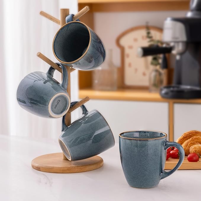 GBHOME Ceramic Coffee Mugs Set of 4, 12oz Stoneware Coffee Mugs Set For Dad Mom Women MEN, Light Weight Ceramic Coffee Cups for Latte/Tea/Beer/Hot Cocoa, Dishwasher & Microwave Safe-Ruum Studio Home