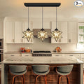 Modern Farmhouse Glam Chandelier Dining Room Glass Star Pendants Light Fixture Kitchen Island LED Ceiling Hanging Lights Included Warm Light Bulbs Black-Ruum Studio Home