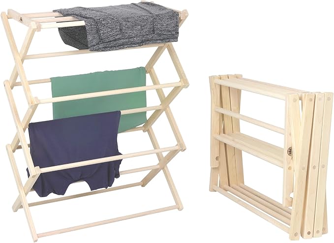 Pennsylvania Woodworks Premium American Maple Clothes Drying Rack - Handcrafted in Pennsylvania - Solid Wood Construction, Collapsible, Eco-Friendly Laundry Solution (Medium)-Ruum Studio Home