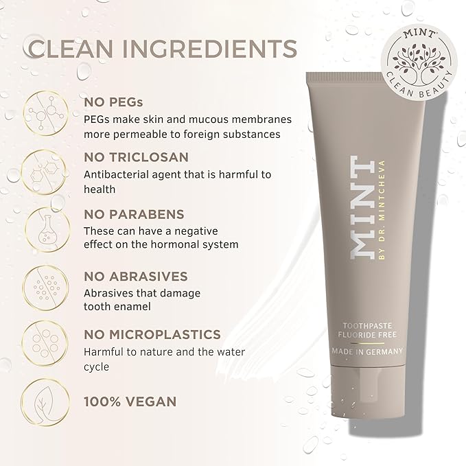 Mint Day & Night Toothpaste Set (2X 85ml) – with & Without Fluoride – MPT1 Ultra Polish Technology with Perlite – Natural Whitening, Gentle Low Abrasion, Vegan, Microplastic-Free, Mor-Ruum Studio Home
