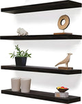 24 Inch Floating Shelves for Wall Rustic Brown Wood Wall Shelves for Bedroom Set of 4-Ruum Studio Home
