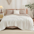 EMME Cotton Blanket Queen Size for Bed Soft Large Muslin Bed Bedspread 90"x90" Lightweight Breathable White Blanket All Season Gauze, White-Ruum Studio Home