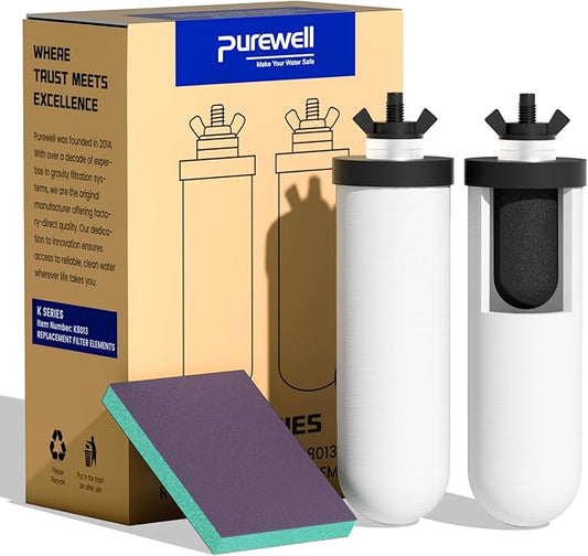 Purewell PF-4 Ceramic 3-Stage Purification Elements, Washable & Reusable, NSF/ANSI 42&372 Certified, Replacement for ProOne®, Berkey®, Purewell® Filters and Water Filter Systems (2 Pack, K Series)-Ruum Studio Home