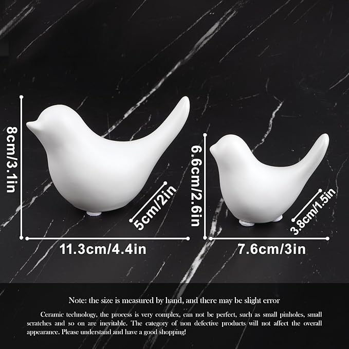 Notakia Small White Birds Statues Home Decor Modern Style Decorative Ornaments for Living Room, Bedroom, Office Desktop, Cabinets (2Pcs White Birds)-Ruum Studio Home