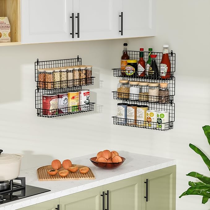 X-cosrack Spice Rack Wall Mount, 5 Tier Large Spice Rack Organizer for Efficient Storage, Height-Adjustable Hanging Spice Shelf for Kitchen and Pantry, Up to Storage 90 Jars(Patent No.:D909138S)-Ruum Studio Home