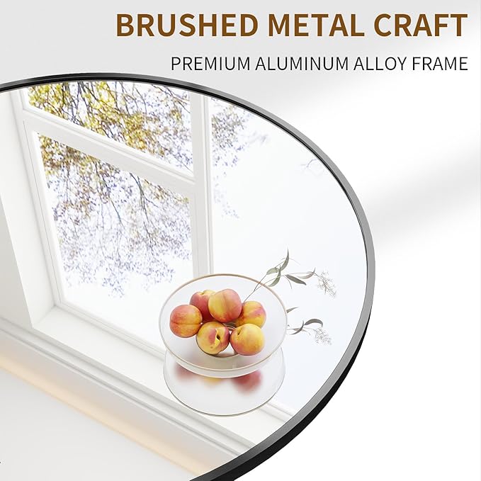 BEAUTYPEAK 48 Inch Round Mirror, Metal Frame Circle Mirror, Wall Mounted for Entryway, Bathroom, Vanity, Living Room, Black-Ruum Studio Home