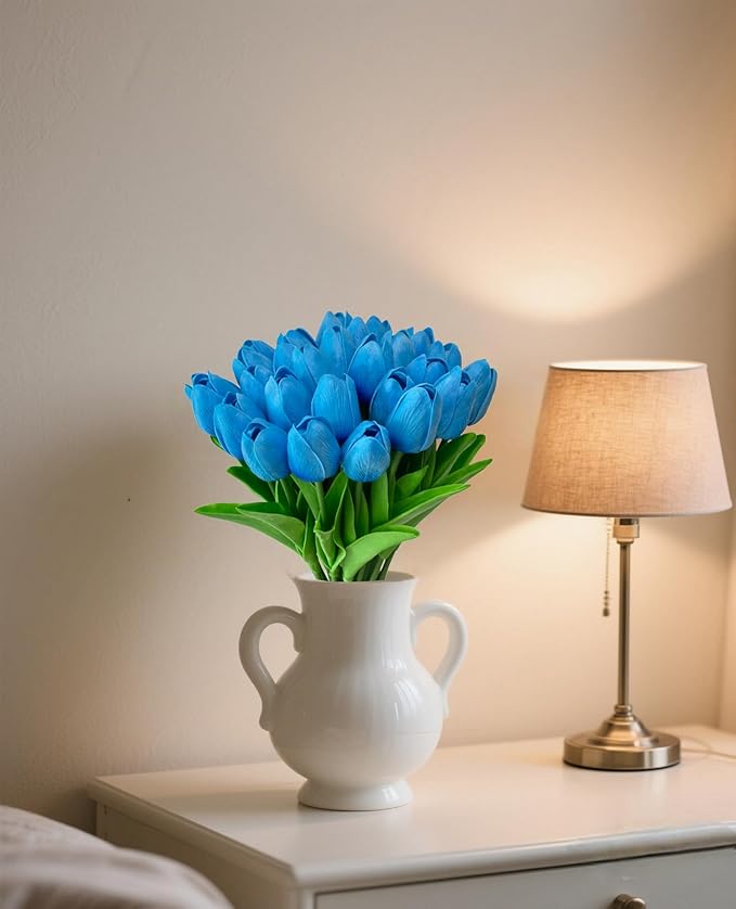 Fake Flowers Tulips Artificial PU Flower 15 Stems Real Touch Faux Tulips Flowers Mother's Day Easter Valentine’S Day Gifts in Home Kitchen Wedding Dining Table Decorations-Ruum Studio Home