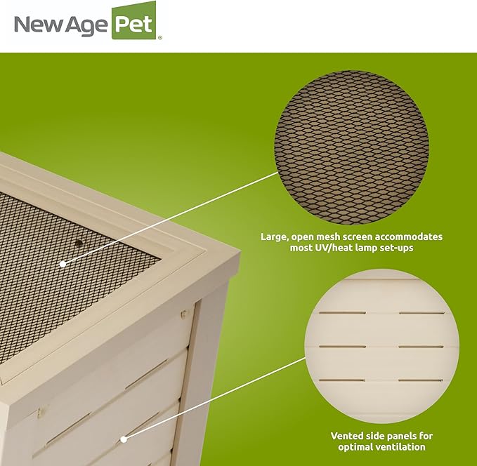 New Age Pet ECOFLEX 24-Inch Mojave Reptile Lounge in Maple - Durable Wood Plastic Composite Habitat with Ventilated Side Panels, Removable Sliding Glass Doors, and Mesh Screen Top-Ruum Studio Home