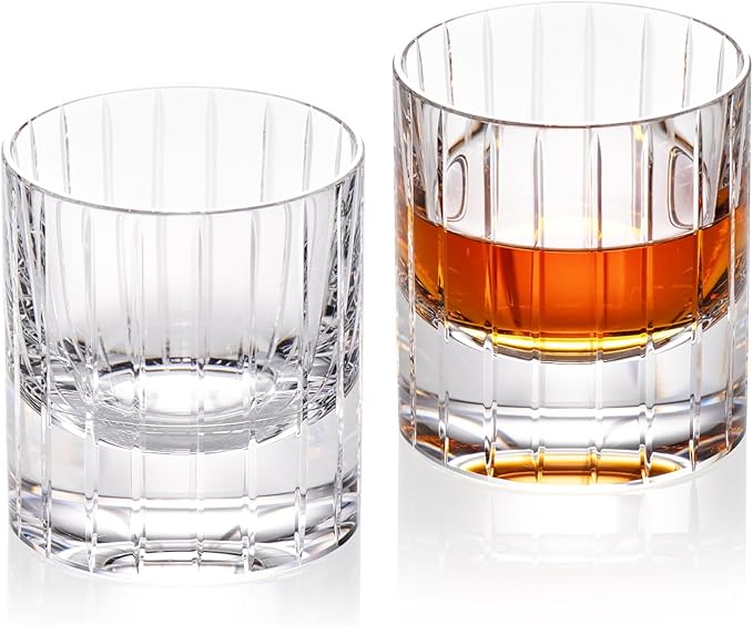 KAMMAK Crystal Whiskey Glasses Set of 2, Handcrafted 6.43oz Old Fashioned Glasses Stemless, Luxury Hand Blown Cocktail Glasses, Scotch Cup for Women, Men Gift for Bourbon Barware, Home Bar-Ruum Studio Home