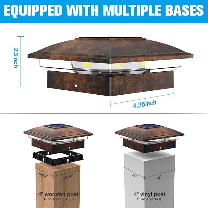 VOLISUN Solar Post Cap Light Outdoor 16pack,Solar Deck Fence - Post Lights Waterproof for 4x4 Wooden/4x4 Vinyl, with Warm White/Cool White for Garden/Patio/Porch-Ruum Studio Home