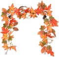 DearHouse 6ft Pumpkin Fall Maple Leaves Garland - Artificial Autumn Foliage Hanging Vine for Thanksgiving, Home, Wedding, Fireplace, Party, Christmas Decor (Orange & Brown)-Ruum Studio Home