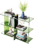 Acrylic Bookshelf, Small 3 Tier Open Bookcase for Small Spaces,Sofa Table, Hallway Entry Table for Home Living Room (Green, 39.4'' x 11.8'' x 31.5'')-Ruum Studio Home