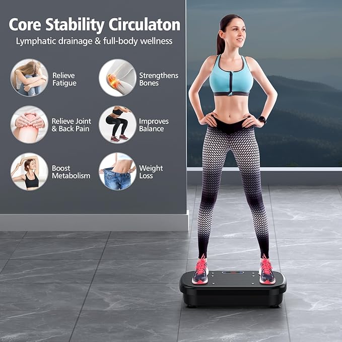 Vibration Plate Exercise Machine, Vibration Plate for Lymphatic Drainage 330 Lbs Capacity Whole Body Vibration Platform Machines Helps Weight Loss Shaping Toning Wellness-Ruum Studio Home