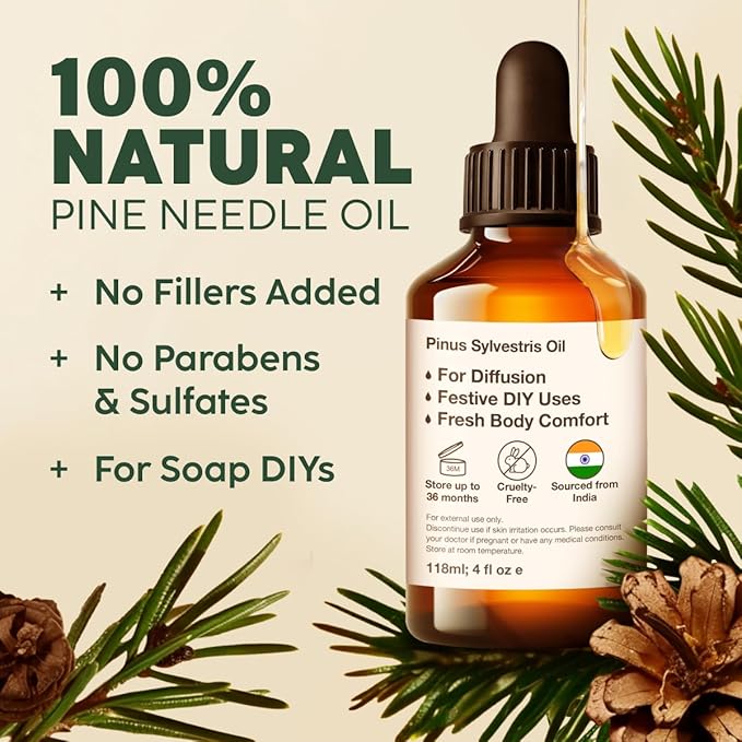Kukka Pine Essential Oil for Diffuser - 4 Fl Oz - 100% Pure Natural Pine Oil, Woody Scent, for Candle & Soap Making Scent DIY-Ruum Studio Home