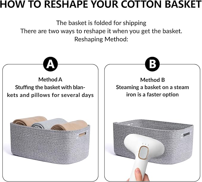Large Storage Baskets for Shelves, Closet Organizers Bins for Clothes Blanket Towels, Baby Nursery, Toy Baskets Box, Woven Rope Baskets, 17 x 13 x 7.5”, 3 Packs Mixed Grey-Ruum Studio Home