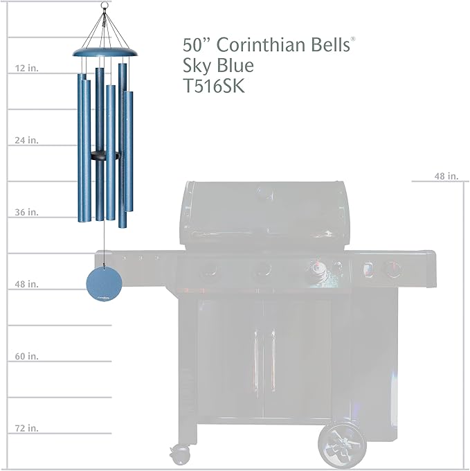 Corinthian Bells by Wind River - 50 inch Sky Blue Wind Chime for Patio, Backyard, Garden, and Outdoor Decor (Aluminum Chime) Made in The USA-Ruum Studio Home
