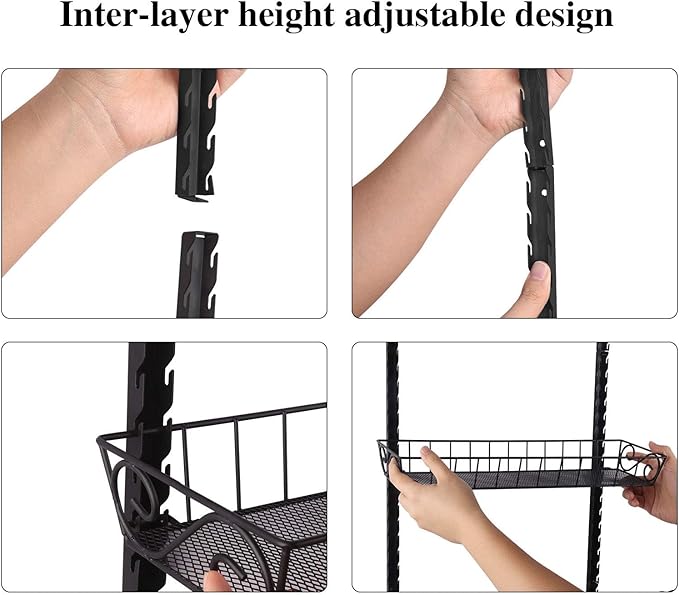 SWOMMOLY Adjustable Wall Mount Spice Rack, 9-Tier Dual-use (Multi-use) Organizer, Black-Ruum Studio Home