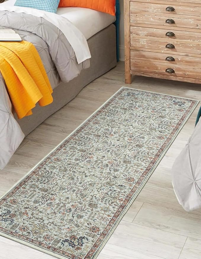 Keen Home Design 2x10 Rug - Machine Washable Runner Rug with Non-Slip Backing, Ideal for Hallway, Entryway, Kitchen, Laundry Room - Vintage, Easy Clean, Durable, Low Pile - (2'6" x 10')-Ruum Studio Home