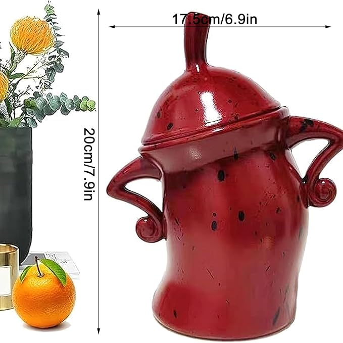 Canister with Attitude, Creative Forked Waist Jars with Lids, Retro Spotted Cup Food Cans Kitchen Storage Jars Airtight Canister for Tea Pot Desktop Cup Ornament(Red)-Ruum Studio Home