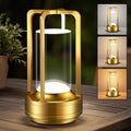 Portable Table Lamp for Outdoor Indoor: Cordless Rechargeable Desk Lamp with 3 Color Stepless Dimmable - Metal Battery Operated Small Lantern Light for Restaurant/Bedroom/Bar/Coffee Shop/Camping-Ruum Studio Home