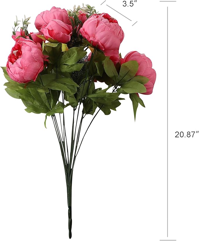 Duovlo Springs Flowers Artificial Silk Peony Bouquets Wedding Home Decoration,Pack of 1 (Spring Pink)-Ruum Studio Home