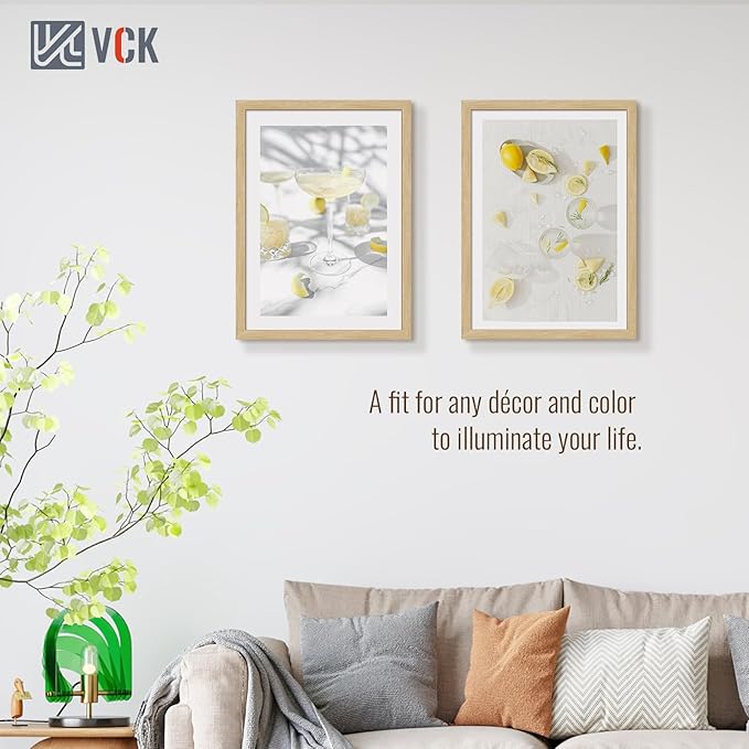 VCK 20x28 Picture Frame Set of 3 - Oak, Natural Solid Wood Poster Frames, Wall Mounting Hanging-Ruum Studio Home