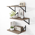 Heimlove Deep Floating Shelves for Wall, 12 Inch Deep Floating Shelves Set of 3, 16W x 12D Wood Wall Shelves, Wide Wood Shelves with Metal Bracket for Living Room, Kitchen, Office, Bedroom - Grey-Ruum Studio Home